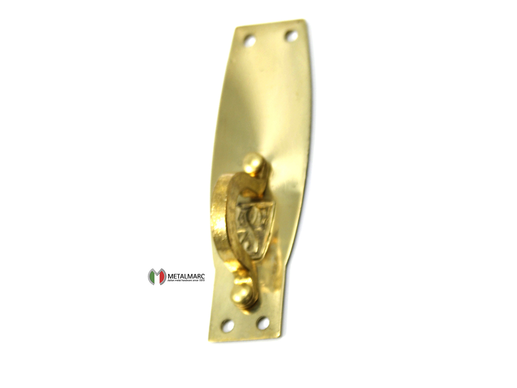 mar8318060olc.png MANIGLIETTA MOBILE CON FORI ESTERNI LIBERTY VERTICALE DA 20x60 mm. OL OTTONE LUCIDO prodotta da METALMARC - immagine 1