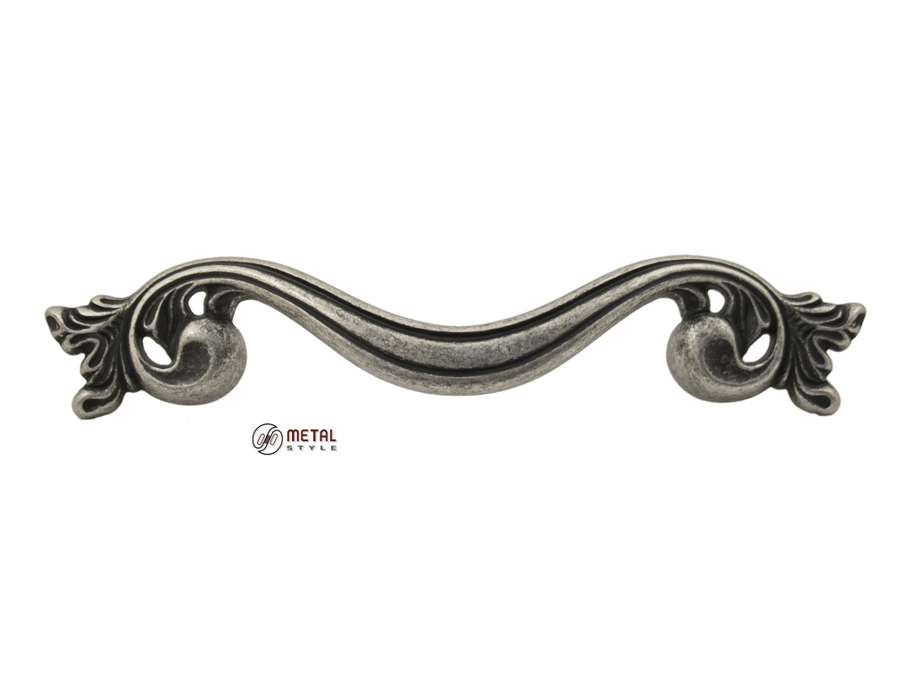 mea15169z0960025c.png Maniglietta Mobile Interasse 96 mm.165x25h Aida Argento Vecchio Metal Style - immagine 1
