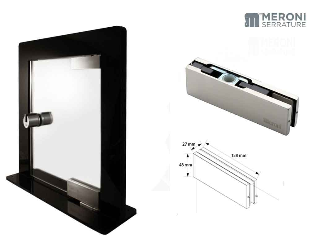 merdahg8802b.png Cerniera Alto per Vetro DAGG880 2B mm.158x48x27 Inox Satinato | Meroni - immagine 1
