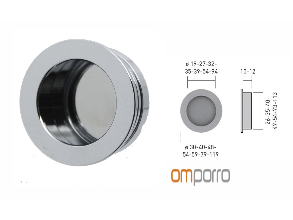 omp595cc.png MANIGLIA DA INCASSO TONDO DA 50 mm. prodotta da OMP PORRO - immagine 1