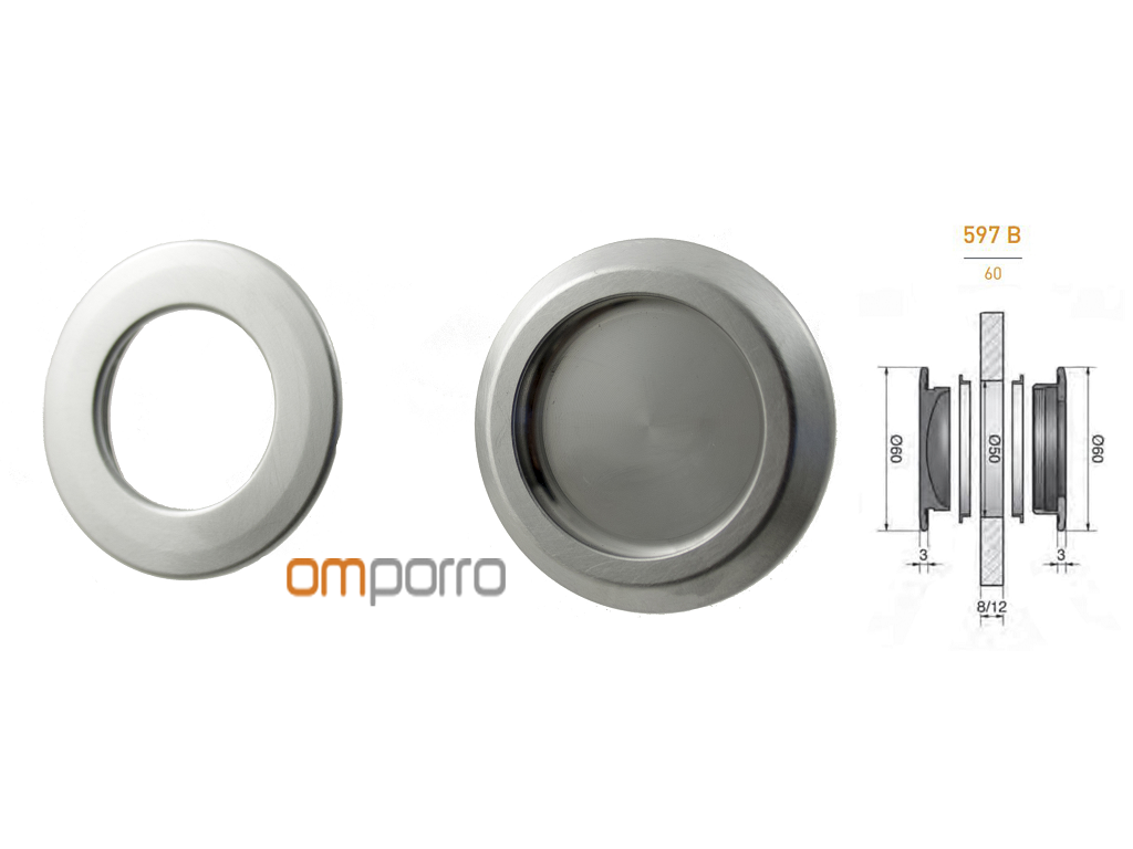 omp59760cac.png Maniglia Incasso per Vetri d.60/50 Spessore 8-12 Doppia Cromo Satinato Omp Porro Fine Serie - immagine 1