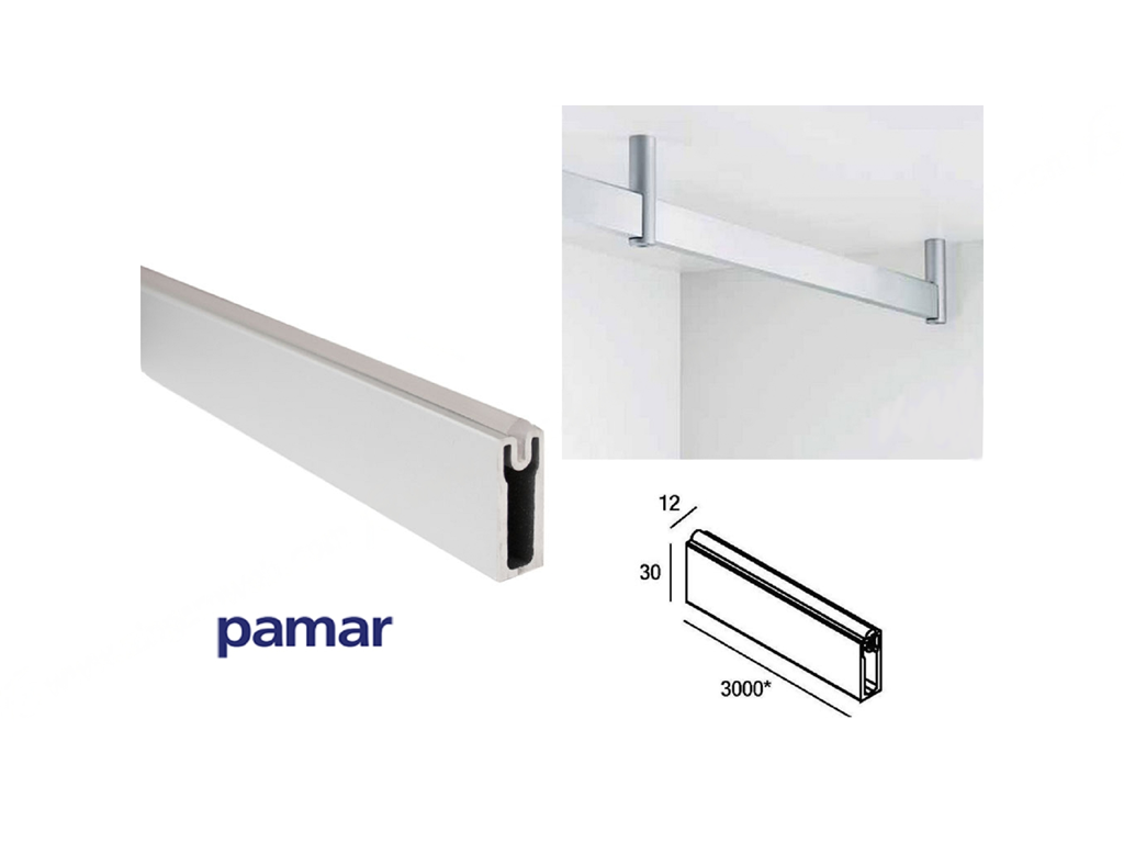 pamtj3012i3000i101o122c.png Tubo Rettangolare Armadio Alluminio Anodizzato+Gomma Tondo mm.30x12 Asta cm.300 | Pamar - immagine 1