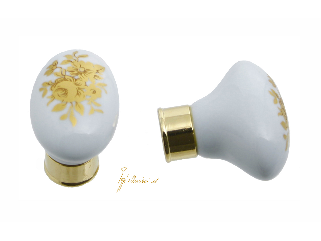 pog0230olpboc.png Pomolino Mobile Porcellana Ovale d.20x33x25h Olv+Bianco Fiore Oro Poggi & Mariani - immagine 1