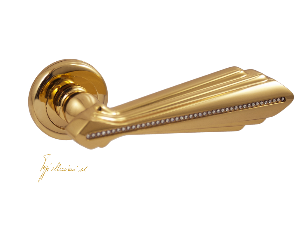 pog200r24kswc.png Maniglia Barbara Rosetta Tonda d.45x10h Foro Chiave Oro 24k+Swarovski Poggi & Mariani - immagine 1