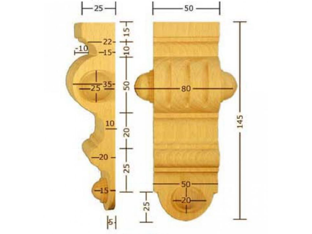 pruka611kihc.png Capitello Legno Pino w50xh145xd35 Intagliato a Mano Pru - immagine 1
