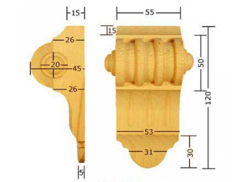 pruka612bu.png Capitello Legno Faggio w55xh120x45 Pru - immagine 1