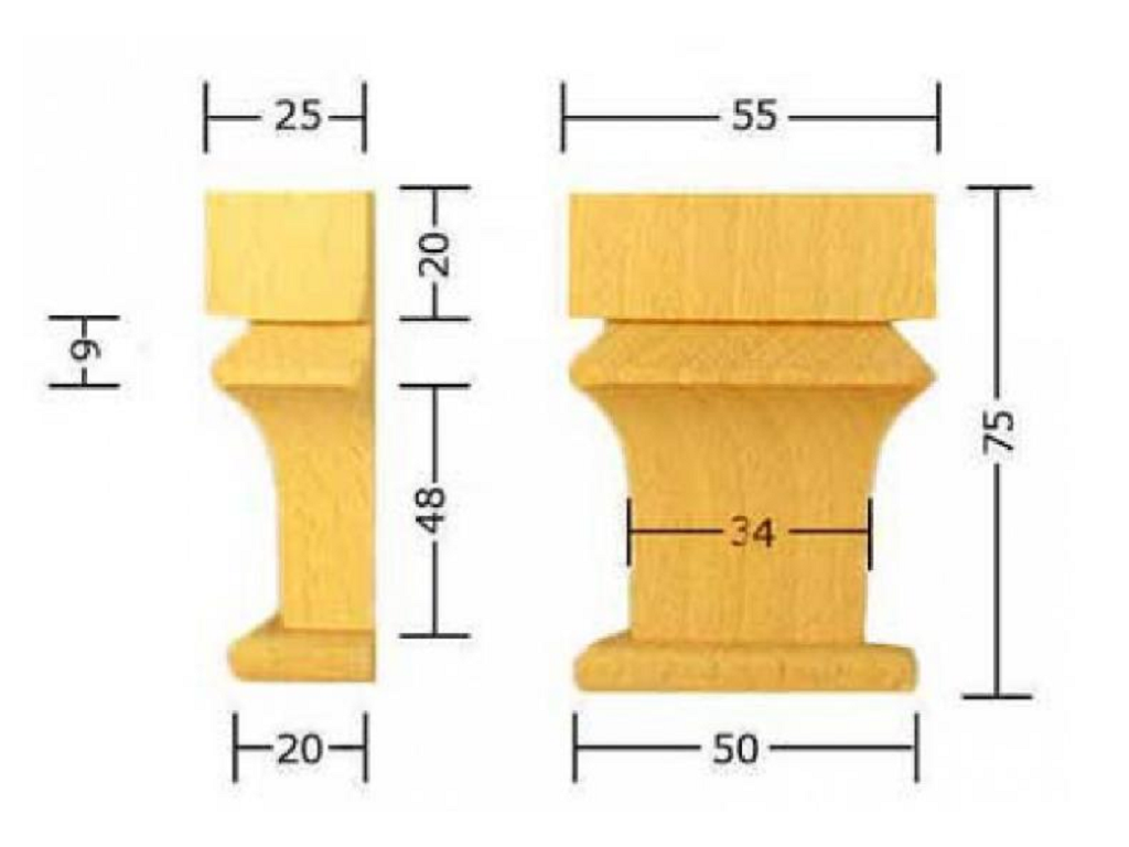 pruka614kihc.png Capitello Legno Pino w55xh75x25 Intagliato a Mano Pru - immagine 1