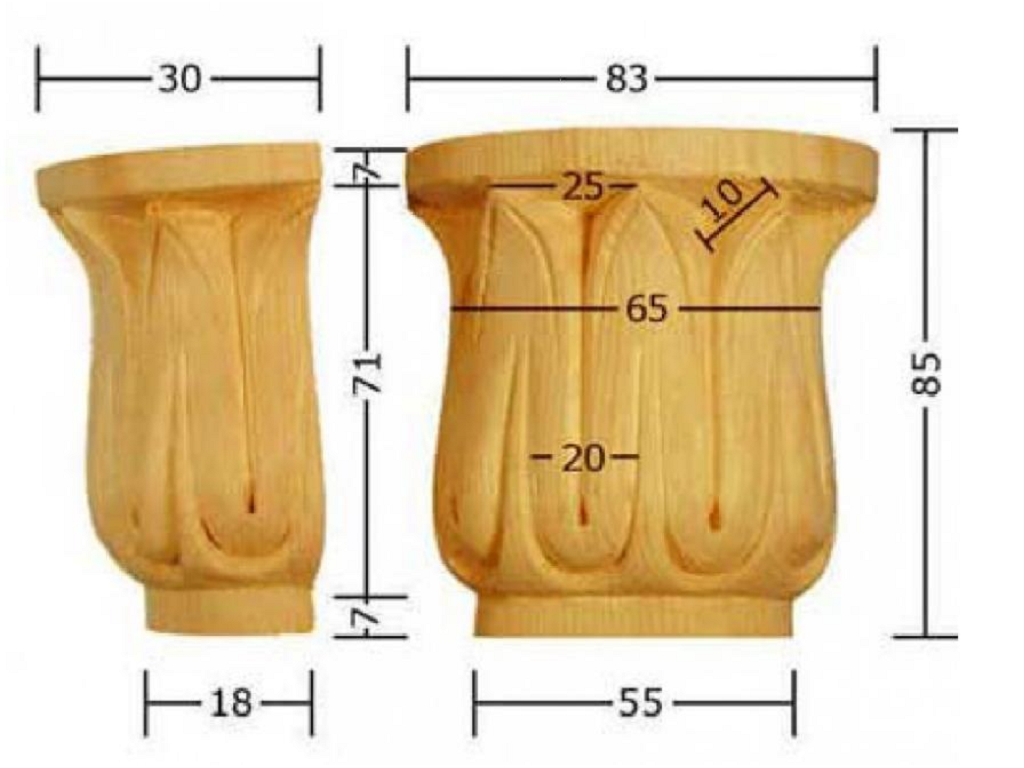 pruka618lihc.png Capitello Legno Tiglio w83xh85xd30 Intagliato a Mano Pru - immagine 1