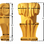 Capitello Legno Pino w62xh100xd33 Intagliato a Mano  Pru