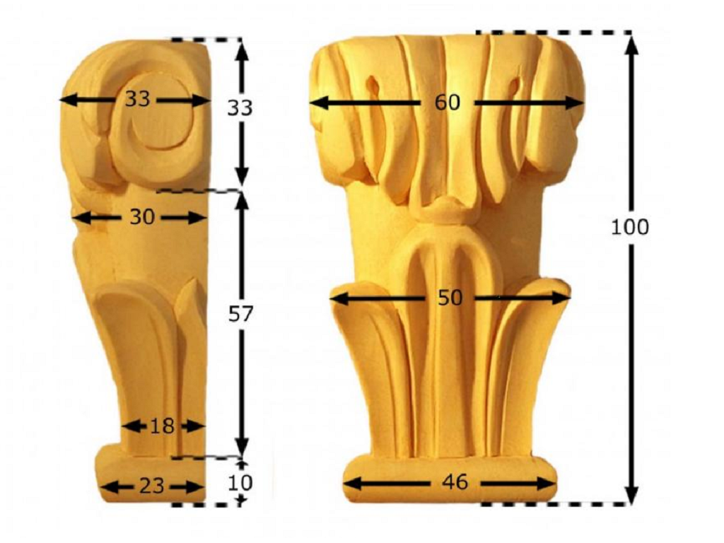 pruka621kihc.png Capitello Legno Pino w62xh100xd33 Intagliato a Mano Pru - immagine 1