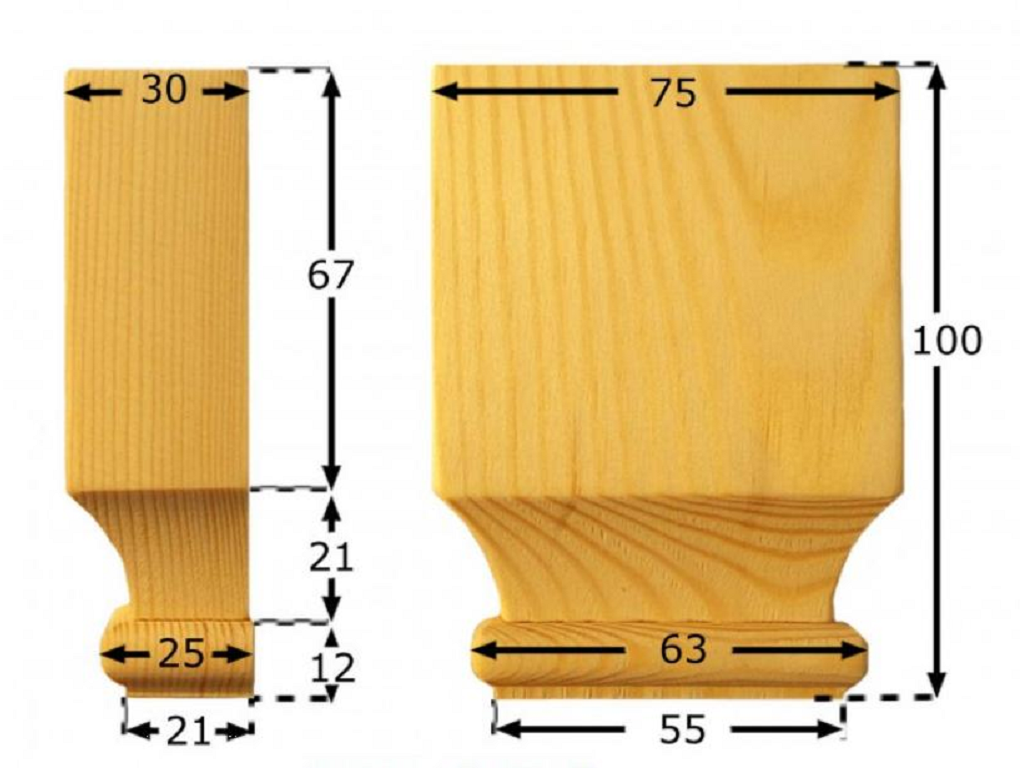 pruka626kihc.png Capitello Legno Pino w75xh100xd30 Intagliato a Mano Pru - immagine 1