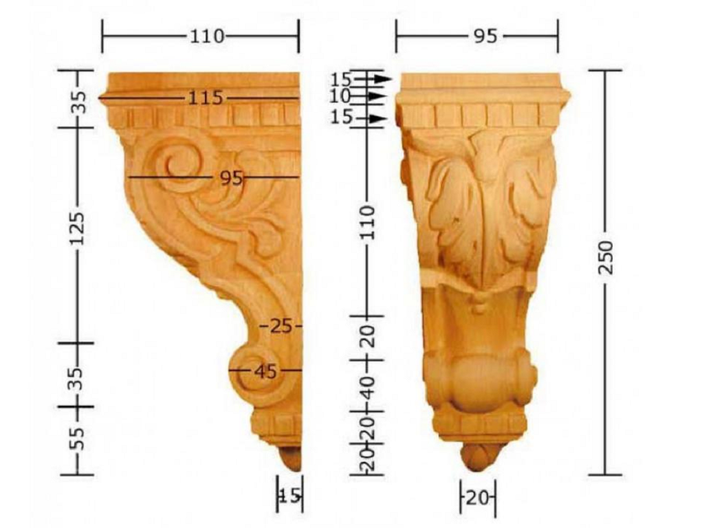 pruka638bu.png CAPITELLO LEGNO FAGGIO W92xH250xD110-W83xH180xD100 VARIE MISURE PRU - immagine 1