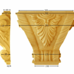 CAPITELLO LEGNO FAGGIO W360xH3350xD110- W370xH520xD130  INTAGLIATO A MANO prodotto da PRU