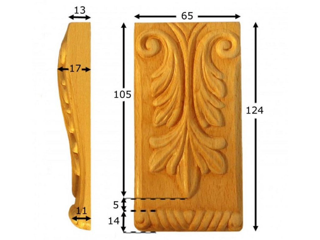 prumuop248bu.png Capitello Legno Faggio w65xh122xd17 Pru - immagine 1