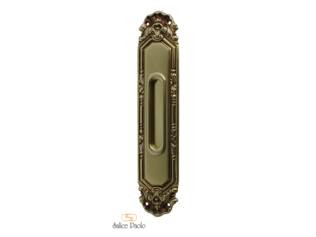 pss3076spovc.png Maniglia Incasso Ovale Porta Scorrevole modello Ginevra mm.53x255h Senza Foro Chiave POV-Patinato Oro Vecchio | Salice Paolo - immagine 1