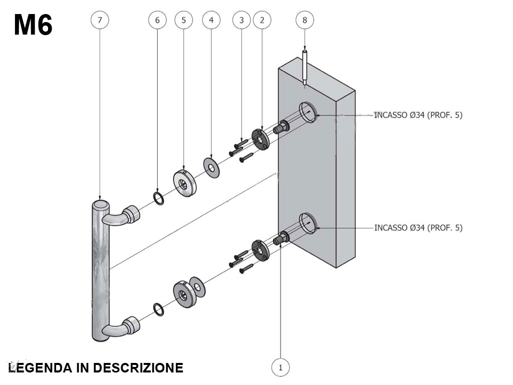 pssm6.png Montaggio Maniglione per Porta in Legno M6 Non Passante Singolo con Rosetta | Salice Paolo - immagine 1