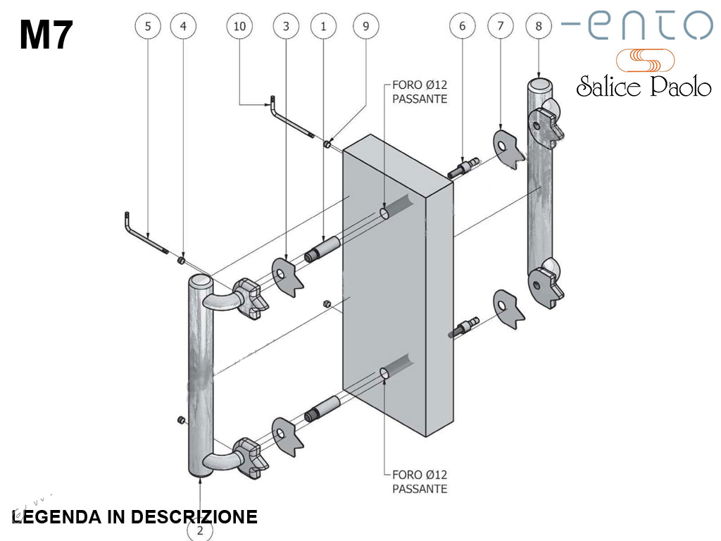 pssm7.png Montaggio Maniglione per Porta in Legno M7 Passante Accoppiato Senza Rosetta | Salice Paolo - immagine 1