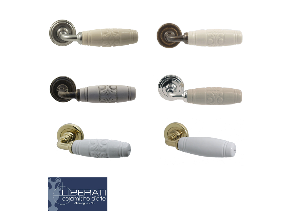 ragg1480.png MANIGLIA ACANTO ROSETTA TONDA d.50x10h FORO CHIAVE PORCELLANA BISCUIT | CERAMICHE LIBERATI - immagine 1