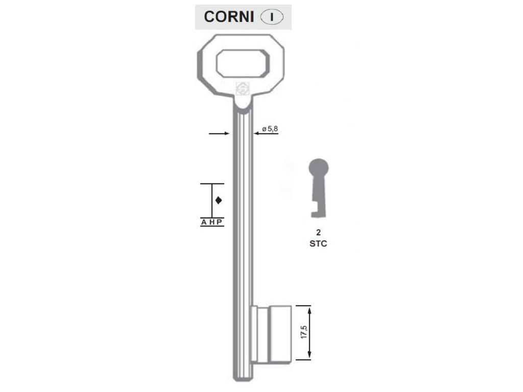 sil2stc.png Chiave Cifrata per Serratura Applicare Cantina Corni 2stc | Silca - immagine 1