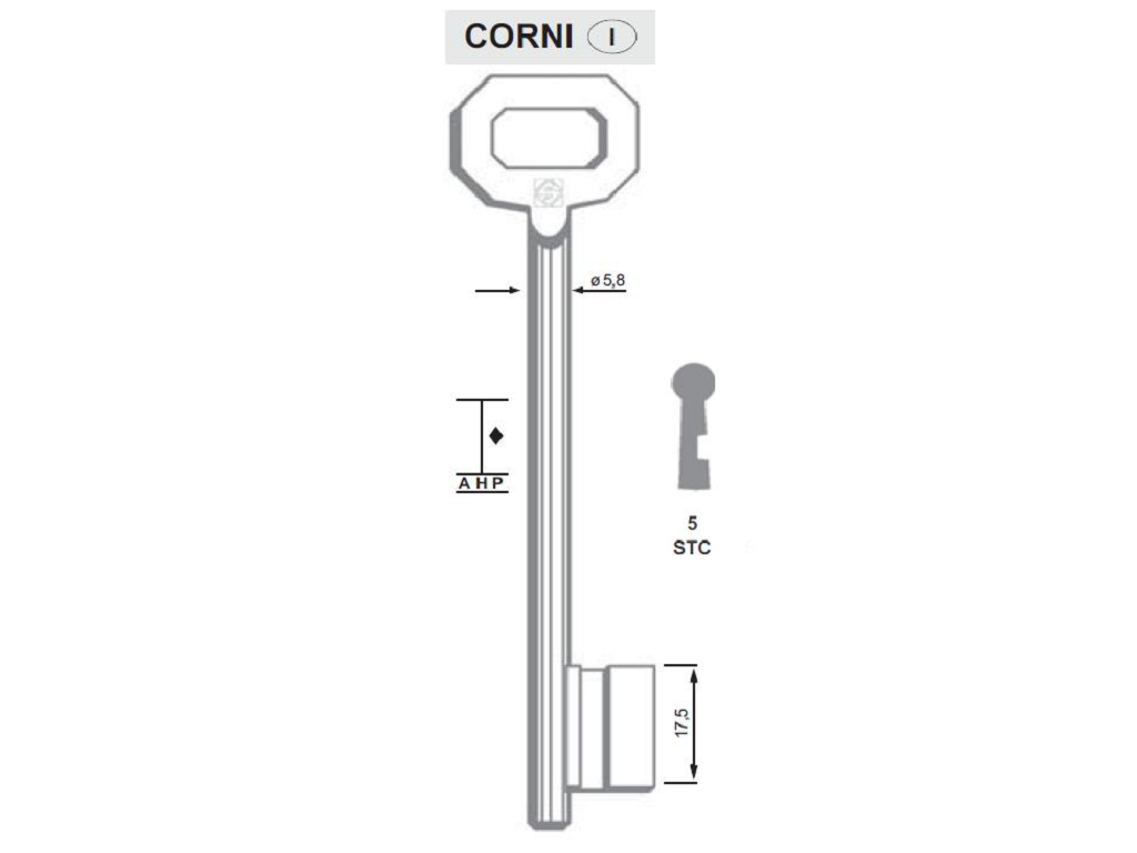 sil5stc.png Chiave Cifrata per Serratura Applicare Cantina Corni 5stc | Silca - immagine 1