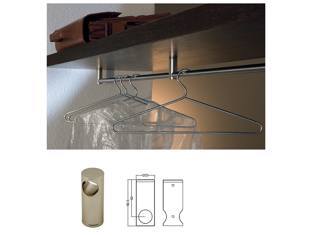 tahto25185p.png Supporto Soffitto per Tubi Ø18 Passante NKS - Nichel Satinato | Tahuma - immagine 1