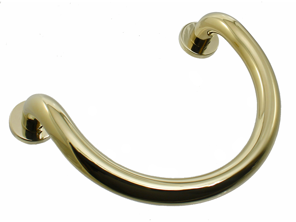 trp3c25229343.png Maniglione 3C d.25 Interasse 220 mm.250x50h con Rosette AISI304 Inox Lucido PVD | Reguitti - immagine 1