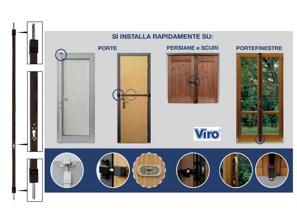 vir4008-163cc.png Serratura A Spranga Universale Meccanica Senza Cilindro da mm.2400 Marrone | Viro - immagine 1