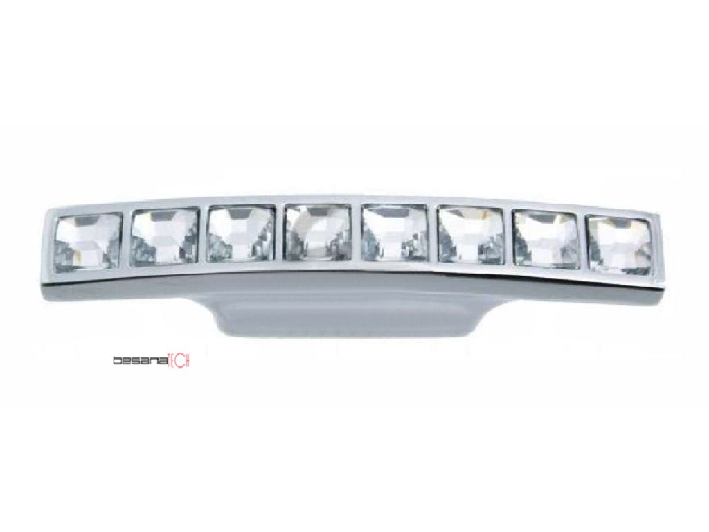 besm1348bc042c.jpg Maniglietta Mobile Interasse 32 mm.98x27h 8Cristallo Bianco Quadri CRL+Swarosvki Besana Tech - immagine 1