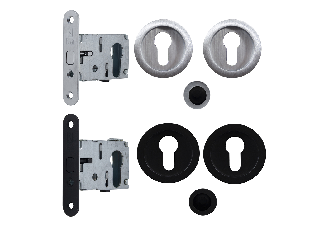 boneasyragg.png Maniglia Incasso Porta Scorrevole Modello Easy Tondo Foro Yale per Cilindro Europeo D.60/48+Serratura E50 Mod.027 Varie Finiture | Bonaiti - immagine 1