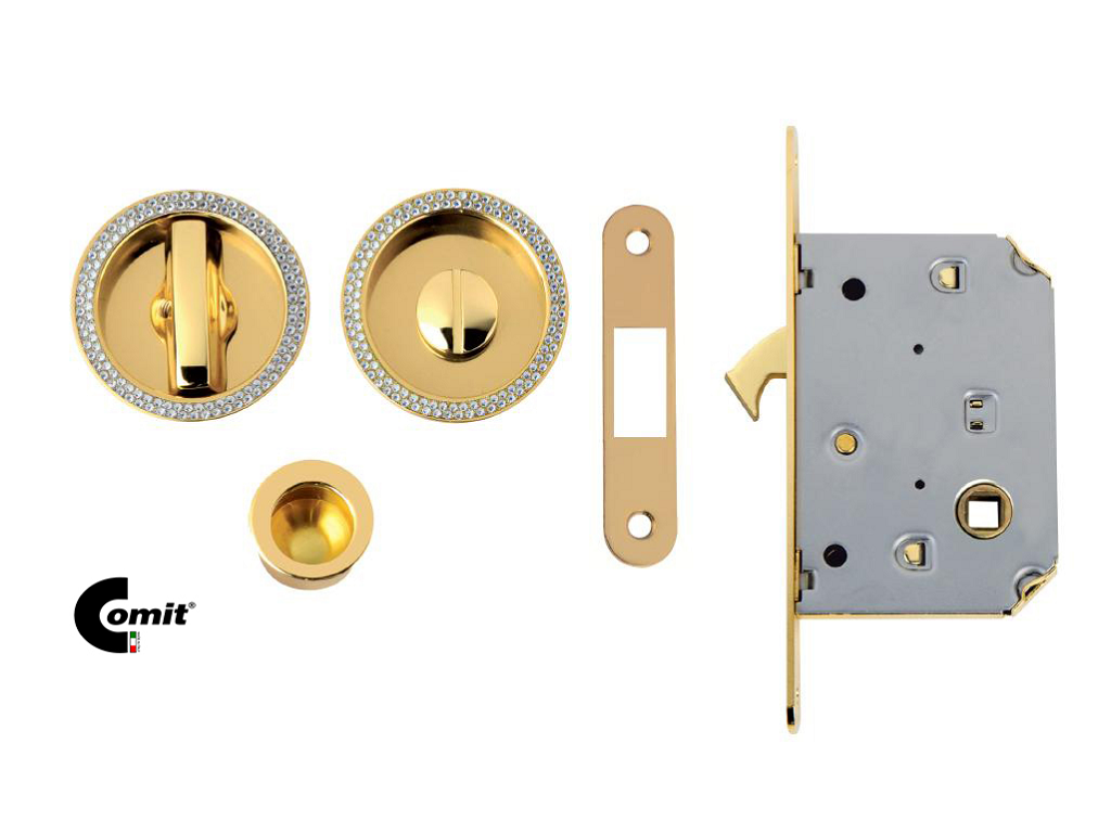 citk101n01ts1csb1c.png Maniglia Incasso Tonda Porta Scorrevole modello K101N01T d.57/48 E50 con Nottolino+Serratura E50 varie finiture Comit - immagine 1