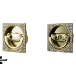 Maniglia Incasso Quadra Porta Libro modello K101A01 d.53x53/48 con Doppio Anello Attivo-Attivo 1C/SB1-Cristalli+OLV Ottone Lucido Verniciato  Comit