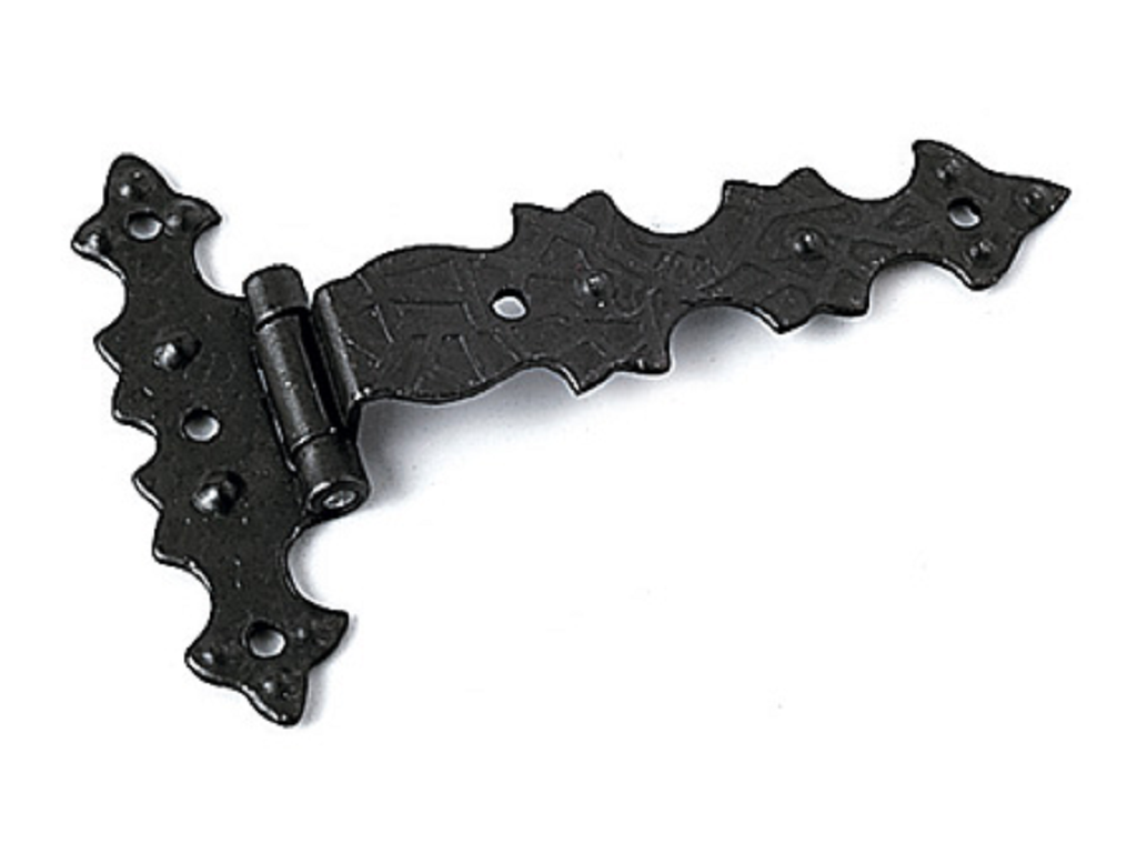 cof014100000003.png Cerniera Stile Spagnolo in Battuta mm.108x70 Ferro Nero - immagine 1
