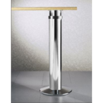 Gamba Tavolo in Metallo Ø120 mm. Regolabile in Altezza 68-87cm.  Base Rotonda 300 mm. Finitura Cromata  Manart