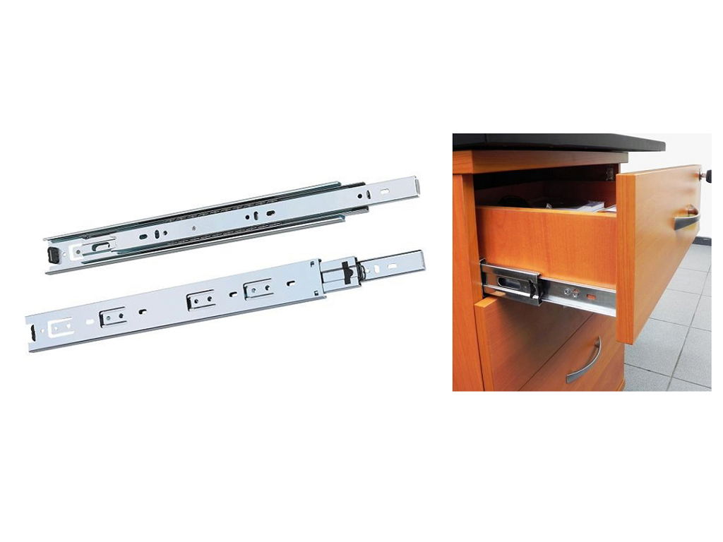 omg835.png GUIDE CON SFERE PER CASSETTO ESTRAZIONE TOTALE 45,6x12,7h PORTATA kg.100 ZINCATO VARIE LUNGHEZZE | OMGE - immagine 1