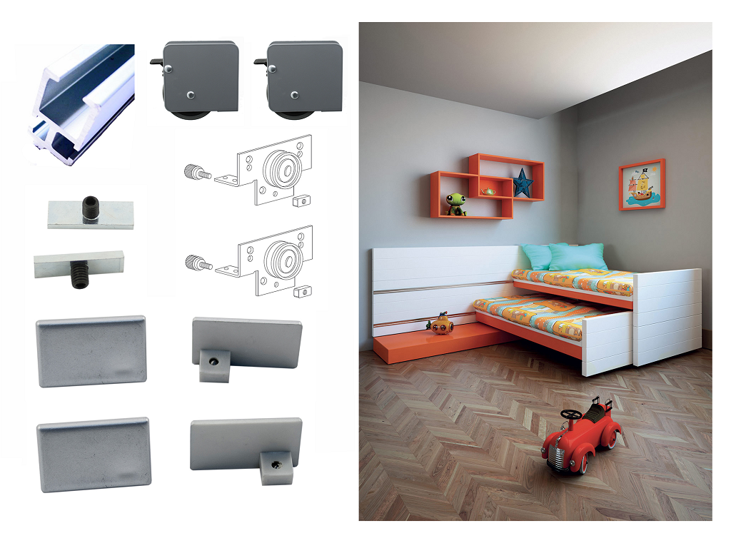 tsckitletto80.png Sistema Completo per Letto Scorrevole Portata 80kg | Terno Scorrevoli - immagine 1