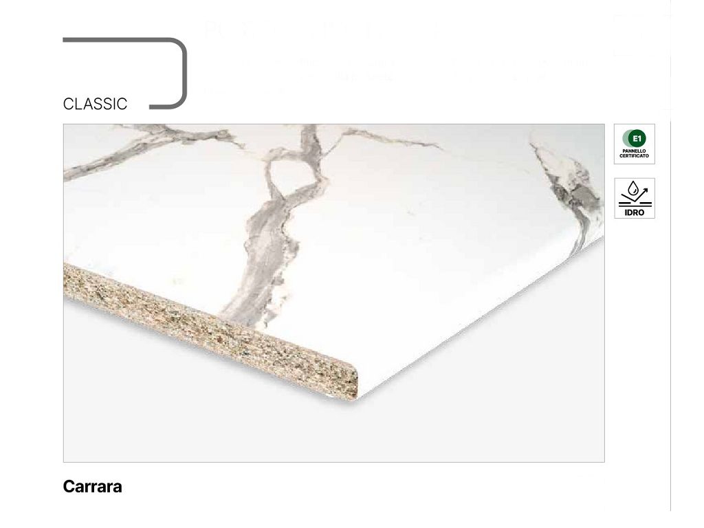 decorlegno_top_cucina_classic_carrara.jpg Top Cucina Truciolato Rivestito Laminato HPL Classic mm.3050x600x28 varie finiture Decorlegno - immagine 1