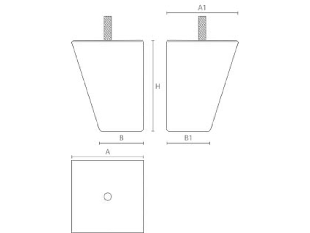 Piede Legno Faggio Grezzo con Vite Filettata Ma10x30 d.75x75 mm.120h  Gpi - immagine 2