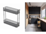 Cestello Laterale Movixpro 2 Ripiani per Cucina senza Binari Antracite Ral 7025 mm.150/ 200 | GTV