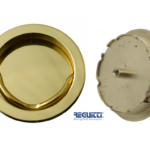 Maniglia Incasso Tonda Porta Libro modello 530 d.57/48 con Anello a Ciondolo LV-Ottone Lucido | Reguitti
