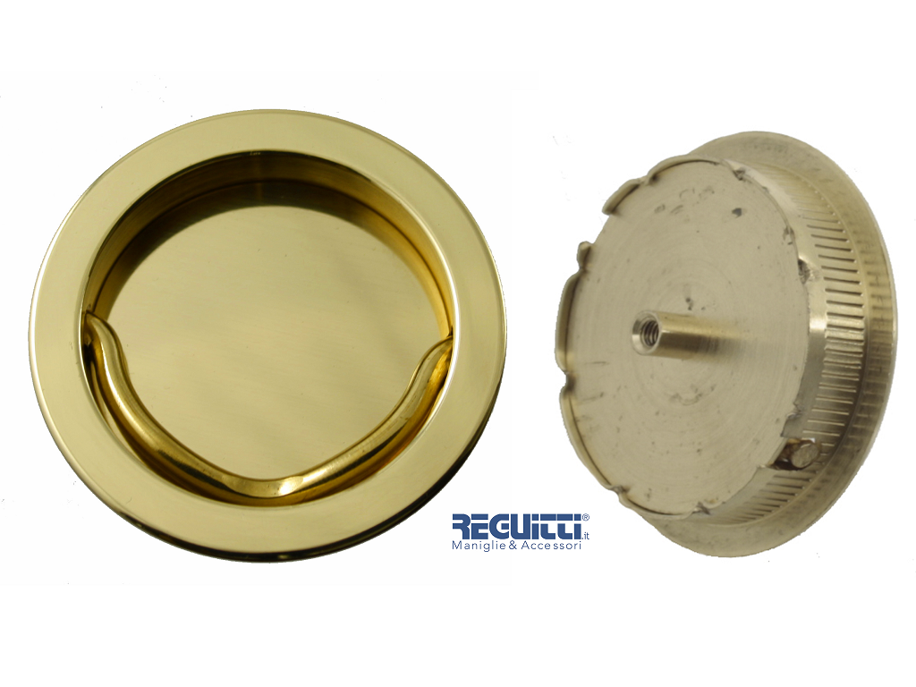 reg530pi002lvcc.png Maniglia Incasso Tonda Porta Libro modello 530 d.57/48 con Anello a Ciondolo LV-Ottone Lucido | Reguitti - immagine 1