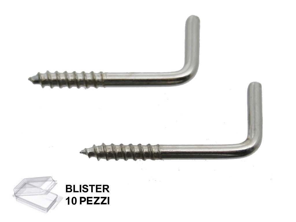 sipbls241.png Gancetto a Vite per Legno Nichelato in Blister da pz.10 l.22x12h d.2mm - immagine 1