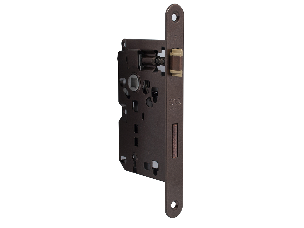 agbb005714022x.png Serratura Patent Piccola Bordo Tondo Frontale 20x188 mm.Interasse 70 ABR-Bronzato varie Entrate | AGB - immagine 1
