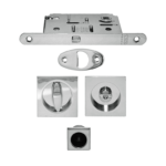 Maniglia Incasso Quadra Porta Scorrevole modello Scivola T d.60x60/48 con Nottolino+Serratura E50 Nichelato | AGB
