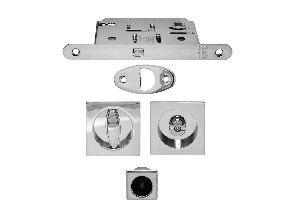 agbb039635006.png Maniglia Incasso Quadra Porta Scorrevole modello Scivola T d.60x60/48 con Nottolino+Serratura E50 Nichelato | AGB - immagine 1
