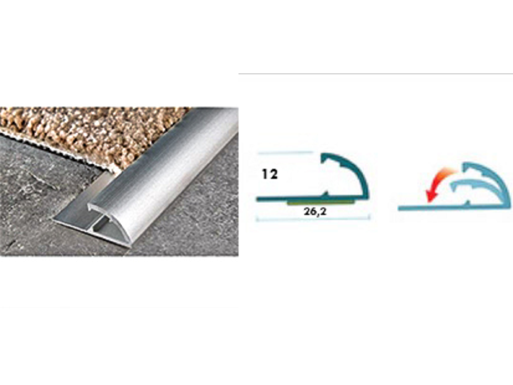 algp5097a02.png Profilo Passatoia cm.200 Alluminio Anodizzato Argento Opaco mm.26,2x12h | AL.GO - immagine 1