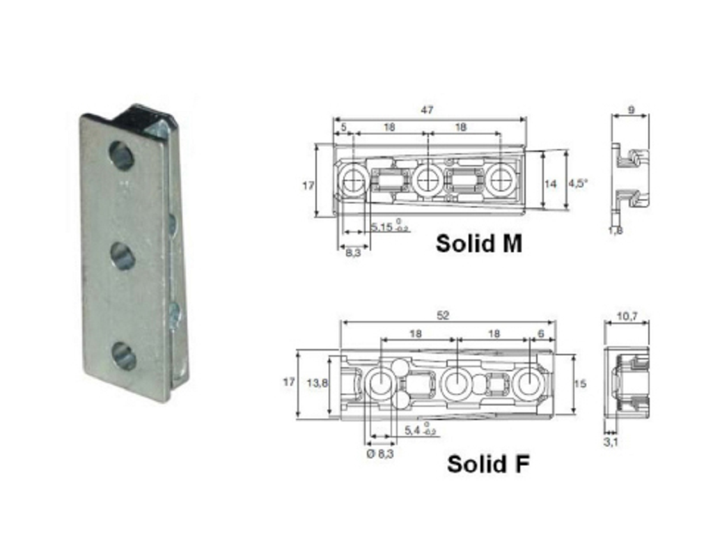 cof043760108000.png Giunto Pannello/Ripiano Solid Zama mm.47x17 Maschio - immagine 1
