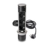 Multiconnettore Vertikal Push 60 Presa a Colonna 3 Schuko +1USB A+ USB Acciaio+Termoplastica   Emuca