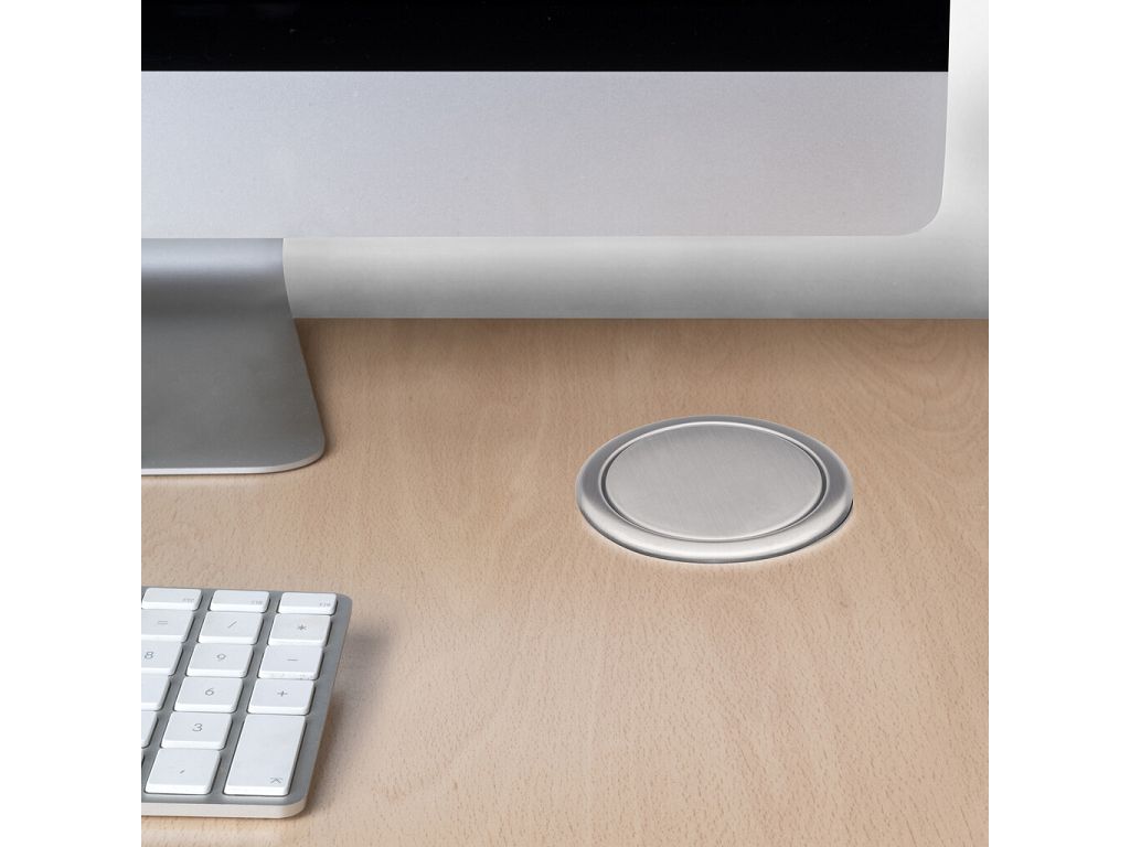 Multiconnettore Vertikal Push 60 Presa a Colonna 3 Schuko +1USB A+ USB Acciaio+Termoplastica   Emuca - immagine 4