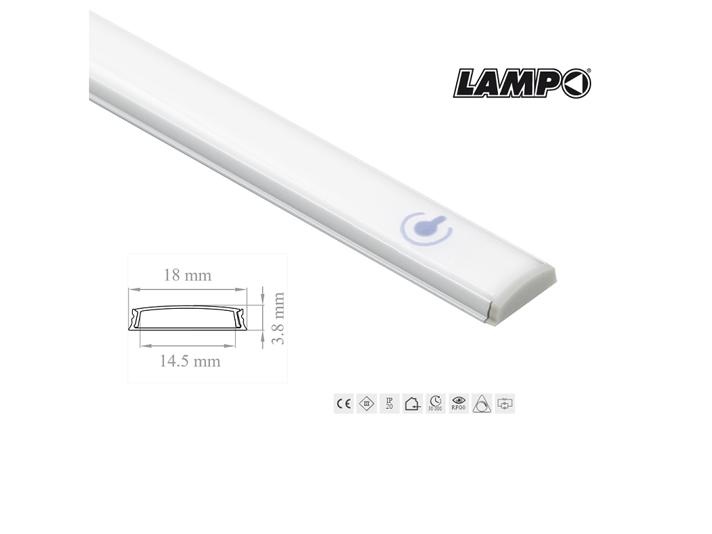 lpominitouchflatxx.png MINILED SUPERFICIE FLAT MINI PLAFONIERA LED2835 24V SENSOR-TOUCH IP20 4000k VARIE LUNGHEZZE | LAMPO - immagine 1