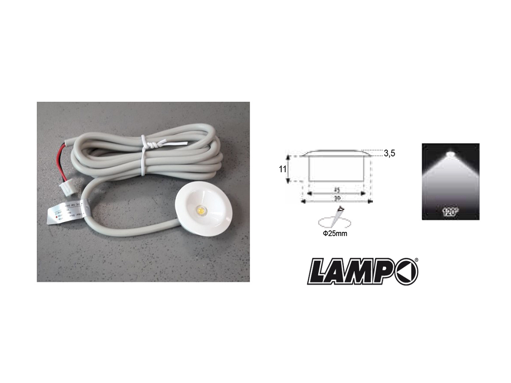 lpotc01mbibn.png Faretto Incasso Ip20 120°110lm 1w mm.25x11h Tondo Bianco 4000k Natura | Lampo - immagine 1